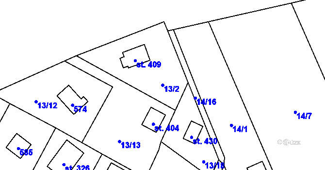 Parcela st. 13/2 v KÚ Černolice, Katastrální mapa