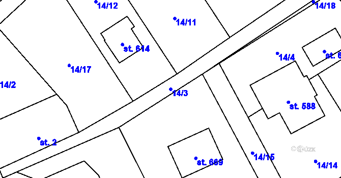 Parcela st. 14/3 v KÚ Černolice, Katastrální mapa
