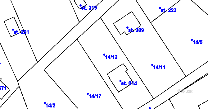 Parcela st. 14/12 v KÚ Černolice, Katastrální mapa