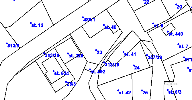 Parcela st. 23 v KÚ Černolice, Katastrální mapa