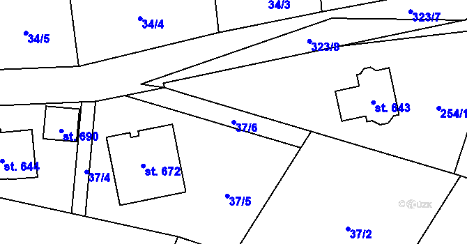 Parcela st. 37/6 v KÚ Černolice, Katastrální mapa