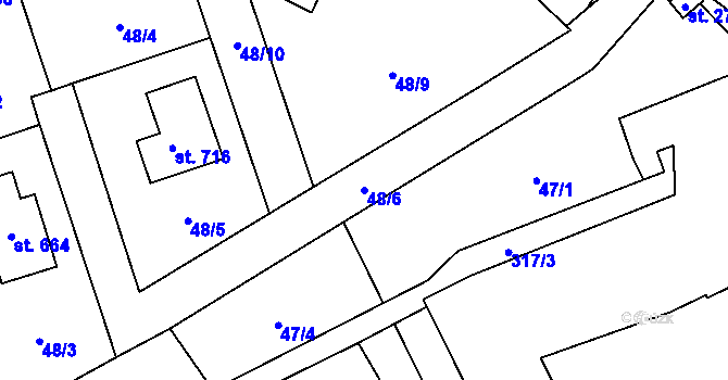 Parcela st. 48/6 v KÚ Černolice, Katastrální mapa