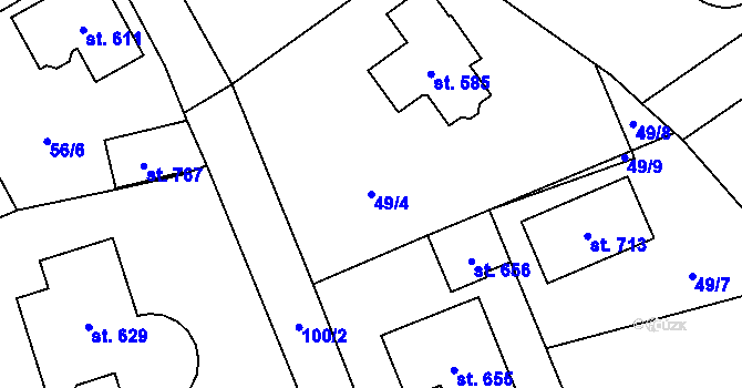 Parcela st. 49/4 v KÚ Černolice, Katastrální mapa