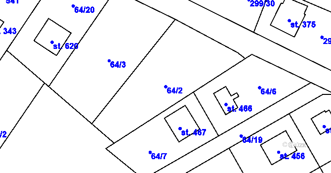 Parcela st. 64/2 v KÚ Černolice, Katastrální mapa