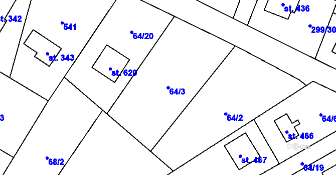 Parcela st. 64/3 v KÚ Černolice, Katastrální mapa