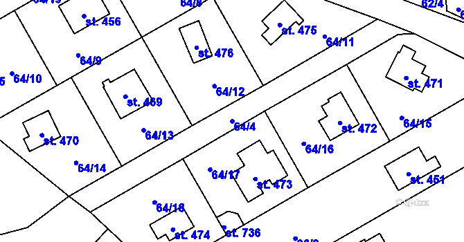Parcela st. 64/4 v KÚ Černolice, Katastrální mapa