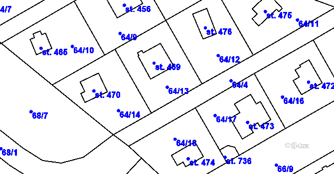 Parcela st. 64/13 v KÚ Černolice, Katastrální mapa