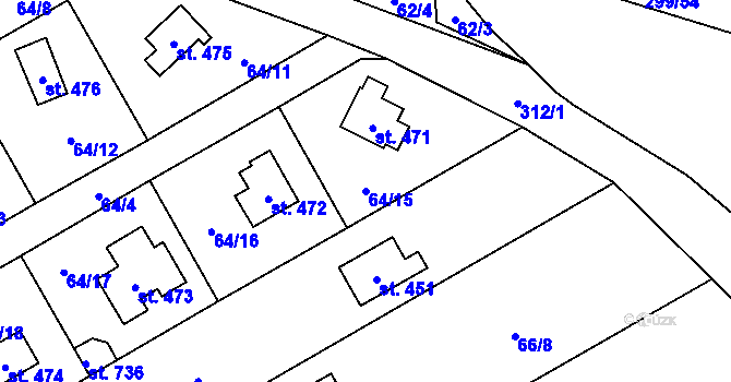 Parcela st. 64/15 v KÚ Černolice, Katastrální mapa