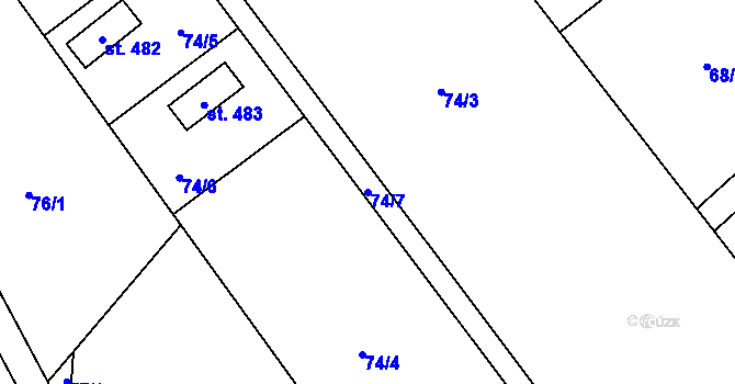 Parcela st. 74/7 v KÚ Černolice, Katastrální mapa
