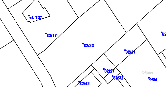 Parcela st. 82/23 v KÚ Černolice, Katastrální mapa