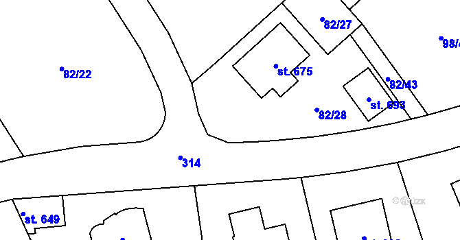 Parcela st. 82/35 v KÚ Černolice, Katastrální mapa