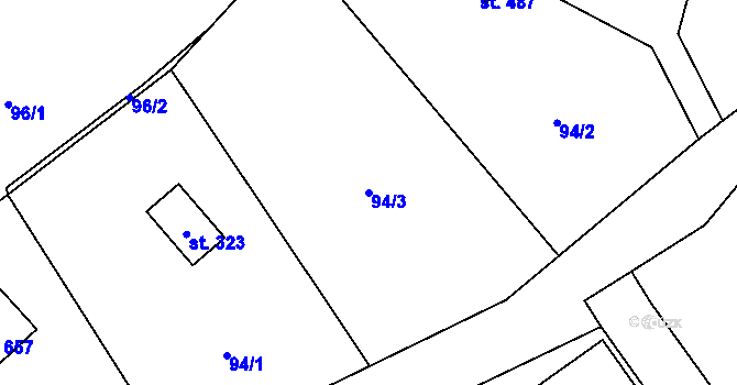 Parcela st. 94/3 v KÚ Černolice, Katastrální mapa