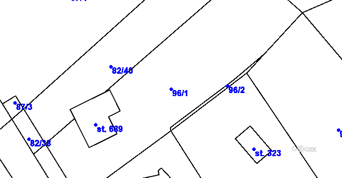 Parcela st. 96/1 v KÚ Černolice, Katastrální mapa