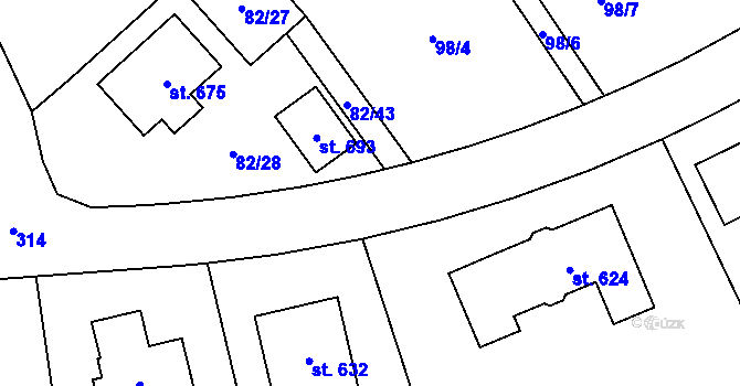 Parcela st. 98/5 v KÚ Černolice, Katastrální mapa
