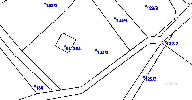Parcela st. 133/2 v KÚ Černolice, Katastrální mapa