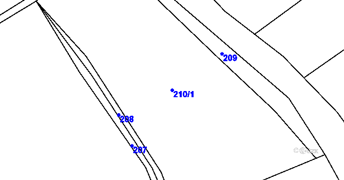 Parcela st. 210/1 v KÚ Černolice, Katastrální mapa