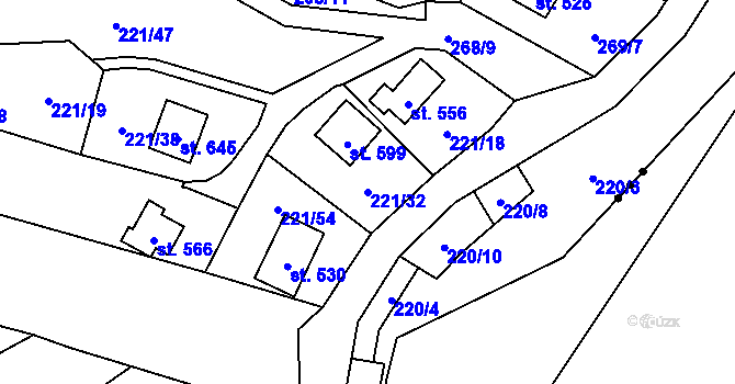Parcela st. 221/32 v KÚ Černolice, Katastrální mapa