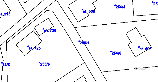 Parcela st. 256/1 v KÚ Černolice, Katastrální mapa