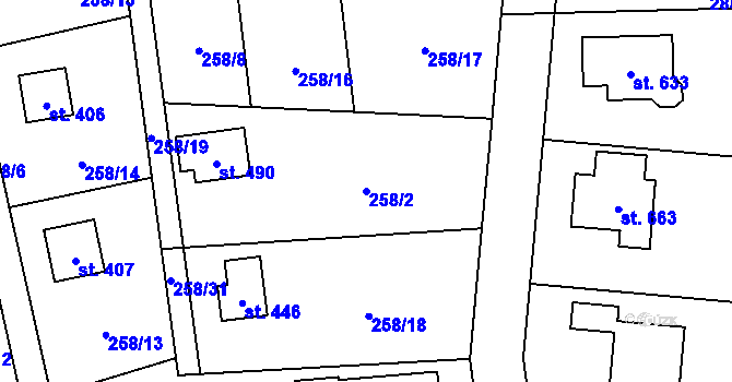 Parcela st. 258/2 v KÚ Černolice, Katastrální mapa