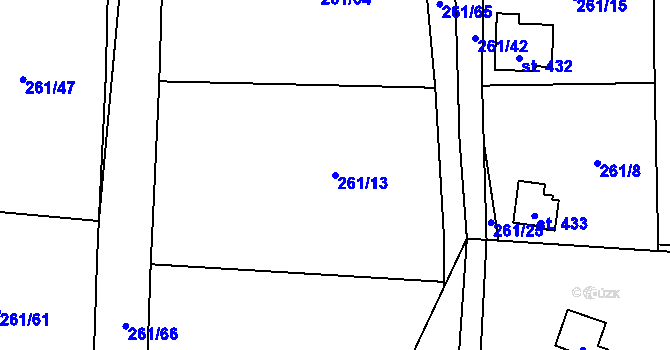 Parcela st. 261/13 v KÚ Černolice, Katastrální mapa