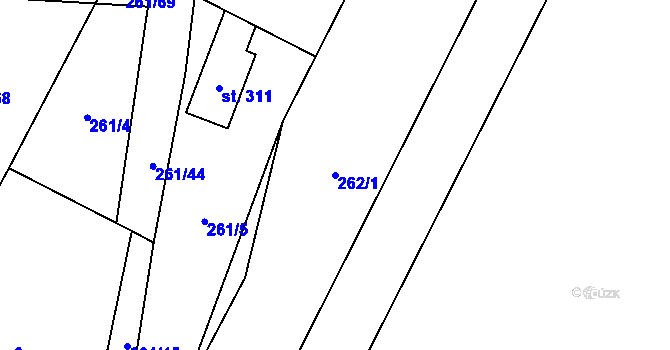 Parcela st. 262/1 v KÚ Černolice, Katastrální mapa