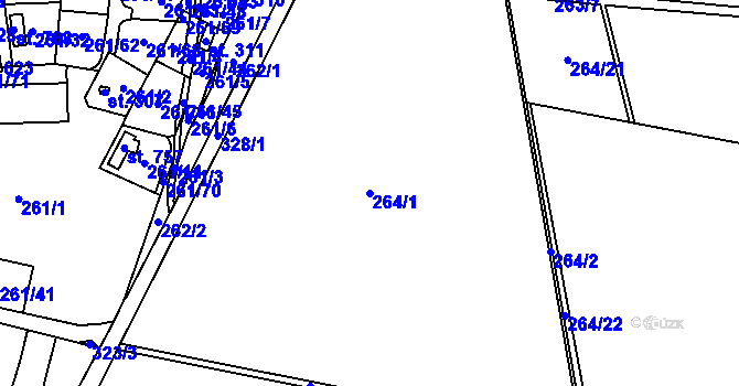 Parcela st. 264/1 v KÚ Černolice, Katastrální mapa