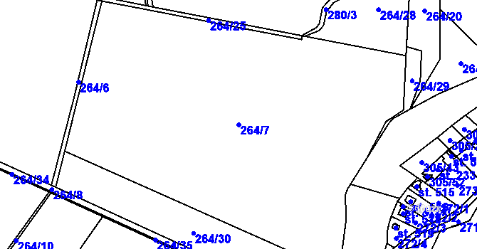 Parcela st. 264/7 v KÚ Černolice, Katastrální mapa