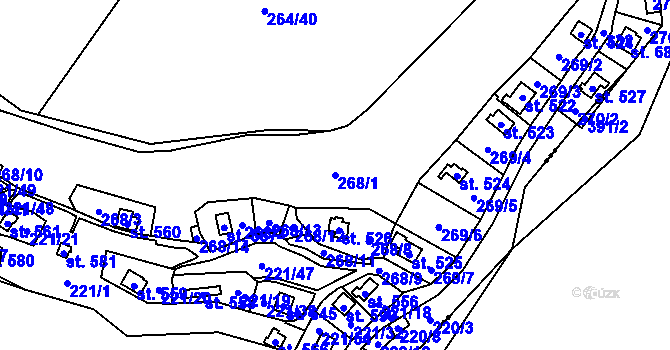 Parcela st. 268/1 v KÚ Černolice, Katastrální mapa