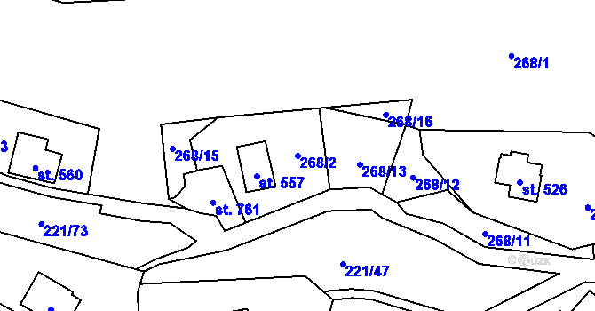 Parcela st. 268/2 v KÚ Černolice, Katastrální mapa