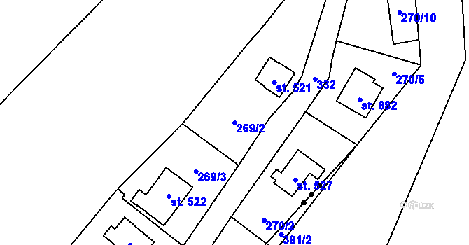 Parcela st. 269/2 v KÚ Černolice, Katastrální mapa