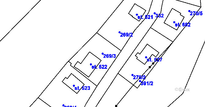 Parcela st. 269/3 v KÚ Černolice, Katastrální mapa
