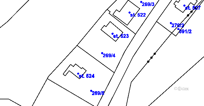 Parcela st. 269/4 v KÚ Černolice, Katastrální mapa