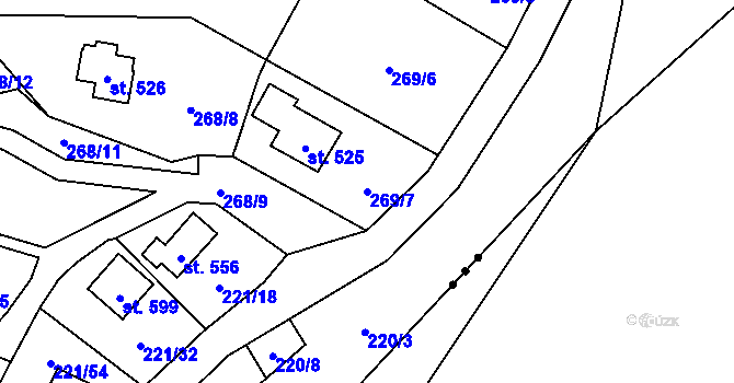 Parcela st. 269/7 v KÚ Černolice, Katastrální mapa