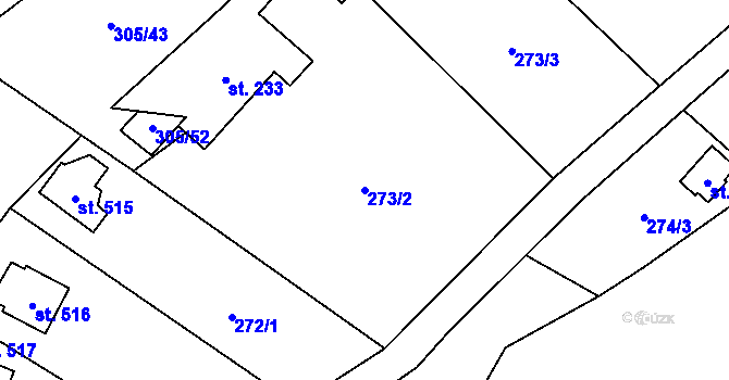 Parcela st. 273/2 v KÚ Černolice, Katastrální mapa