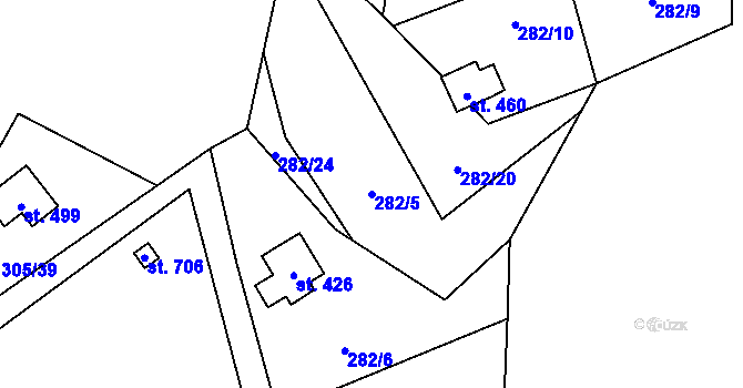 Parcela st. 282/5 v KÚ Černolice, Katastrální mapa