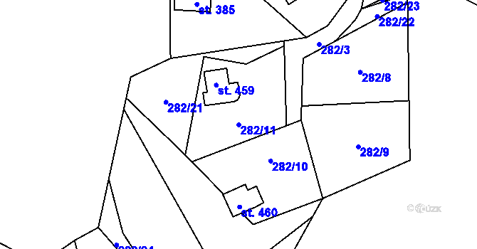 Parcela st. 282/11 v KÚ Černolice, Katastrální mapa