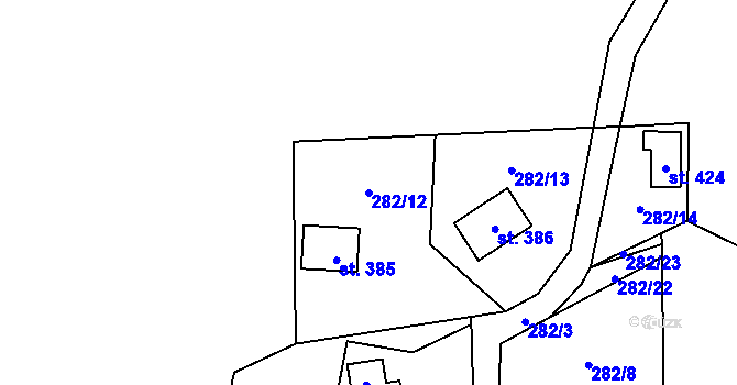 Parcela st. 282/12 v KÚ Černolice, Katastrální mapa