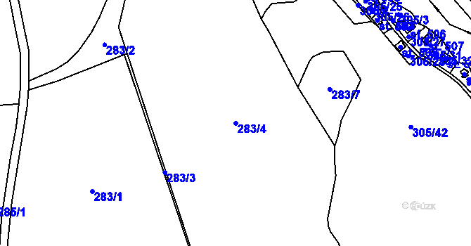 Parcela st. 283/4 v KÚ Černolice, Katastrální mapa