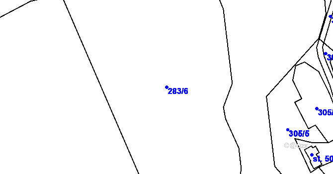 Parcela st. 283/6 v KÚ Černolice, Katastrální mapa