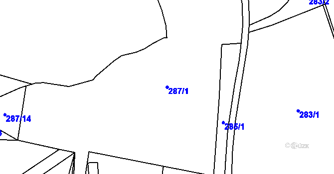 Parcela st. 287/1 v KÚ Černolice, Katastrální mapa
