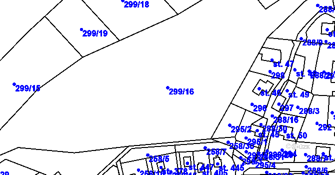 Parcela st. 299/16 v KÚ Černolice, Katastrální mapa
