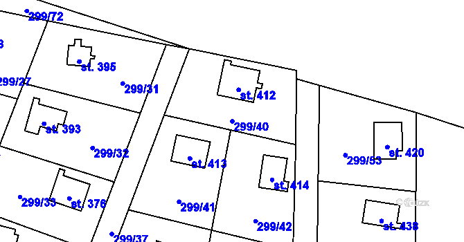 Parcela st. 299/40 v KÚ Černolice, Katastrální mapa
