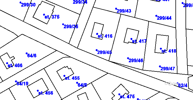 Parcela st. 299/45 v KÚ Černolice, Katastrální mapa
