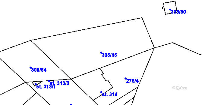 Parcela st. 305/15 v KÚ Černolice, Katastrální mapa