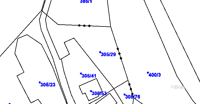 Parcela st. 305/29 v KÚ Černolice, Katastrální mapa