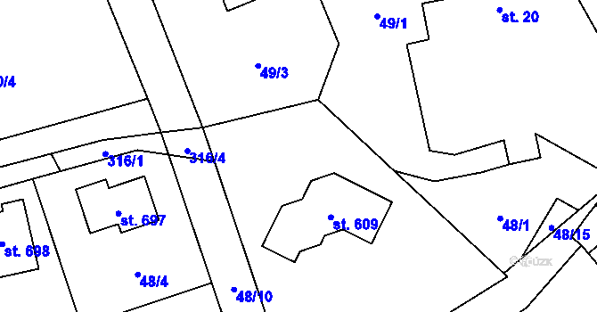 Parcela st. 316/2 v KÚ Černolice, Katastrální mapa