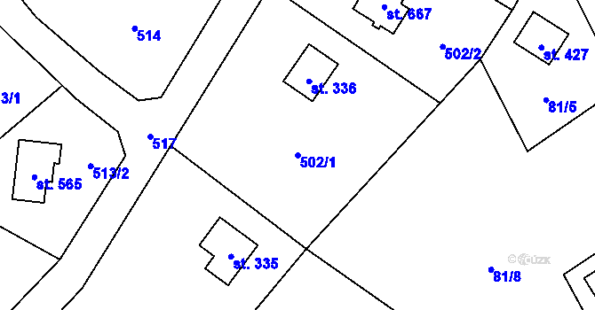 Parcela st. 502/1 v KÚ Černolice, Katastrální mapa