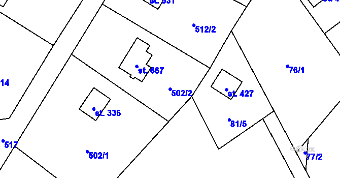 Parcela st. 502/2 v KÚ Černolice, Katastrální mapa