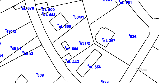 Parcela st. 534/2 v KÚ Černolice, Katastrální mapa