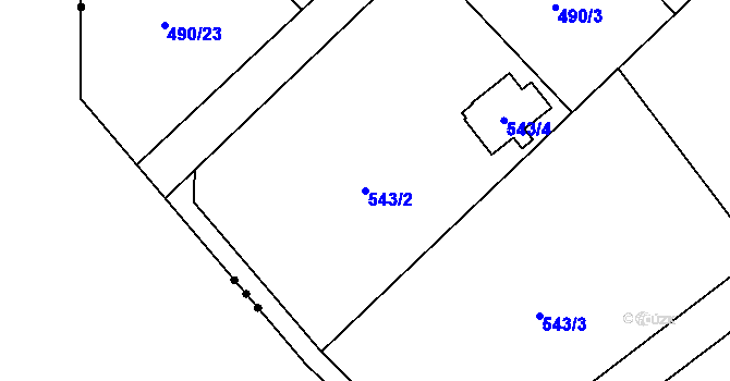 Parcela st. 543/2 v KÚ Černolice, Katastrální mapa